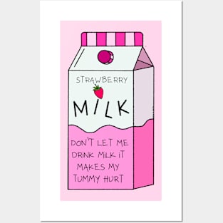 Cute Strawberry Milk Posters and Art